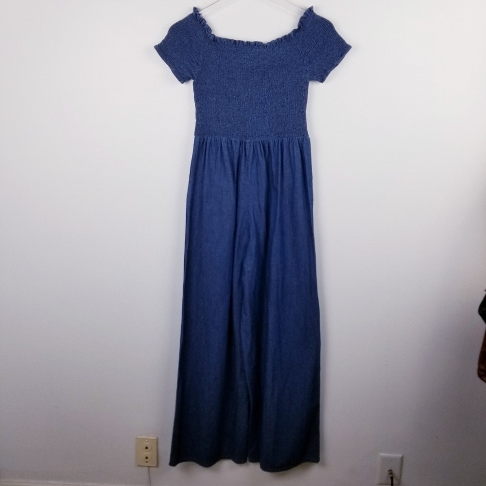 Blue Rain Chambray Wide Leg Romper NWT